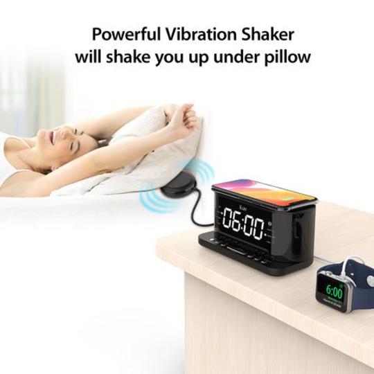 iLuv TimeShaker 5Q Wow Vibrating Alarm Clock Qi Wireless Charger