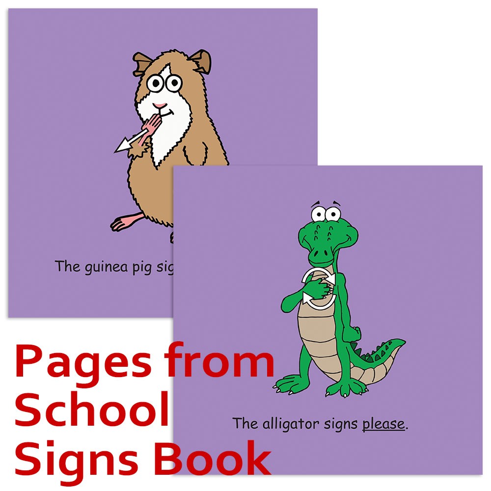 Signimalz Sign Language School Words Book & Coloring Book Set