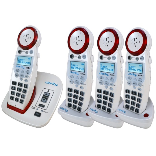 Clarity XLC4 Amplified Cordless Phone + 3 Expansion Handsets