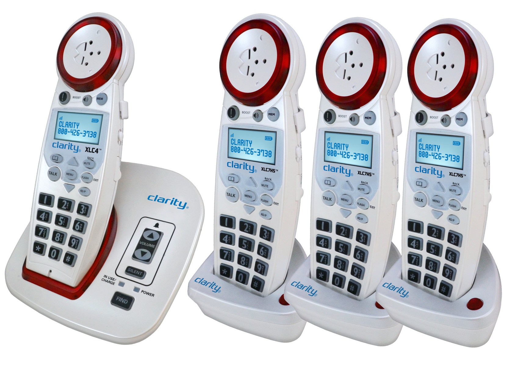 Clarity XLC4 Amplified Cordless Phone + 3 Expansion Handsets