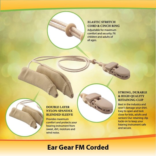 Ear Gear FM Corded (Binaural) | 2"-3" Hearing Aids | Black