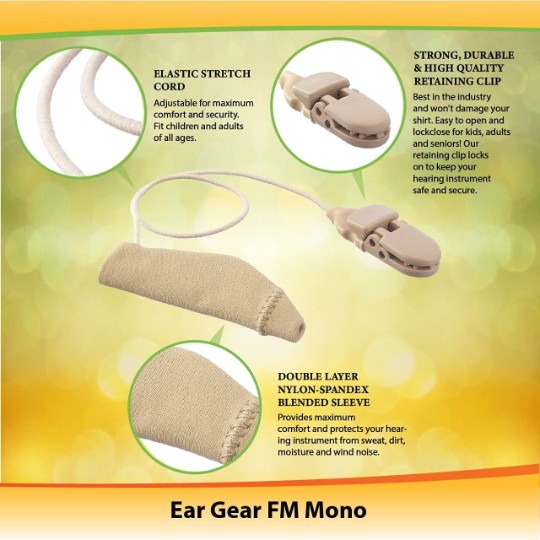 Ear Gear FM Corded (Mono) | 2"-3" Hearing Aids | Pink