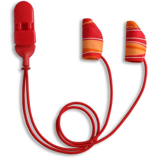 Ear Gear Micro Corded (Binaural) | Up to 1" Hearing Aids | Orange-Red