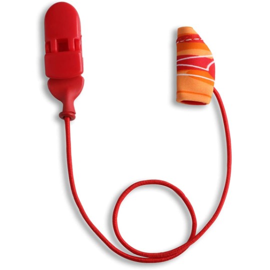 Ear Gear Micro Corded (Mono) | Up to 1" Hearing Aids | Orange-Red