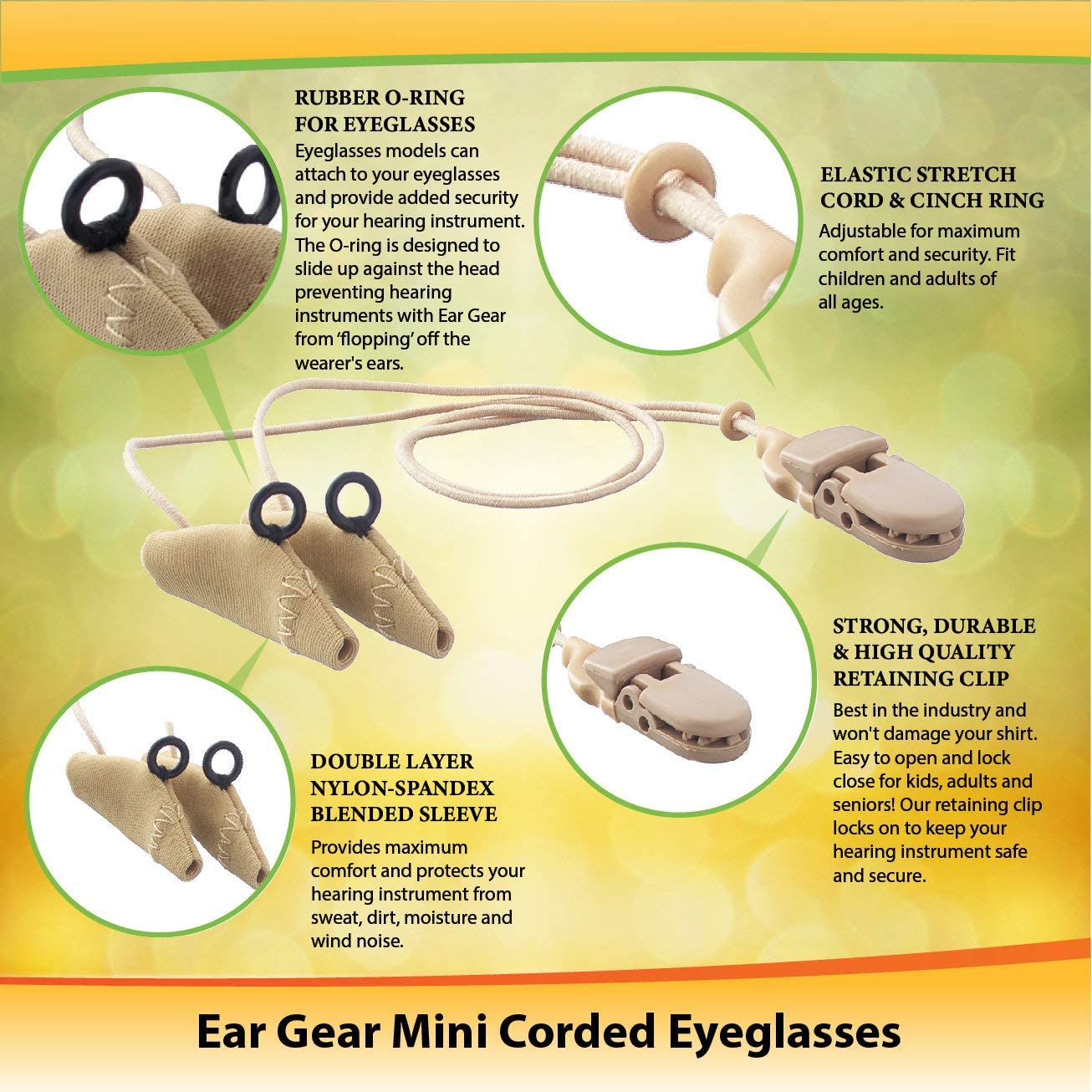 Ear Gear Mini Corded Eyeglasses | Orange-Red