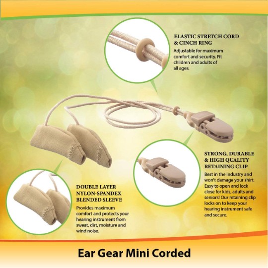 Ear Gear Mini Corded (Binaural) | 1"-1.25" Hearing Aids | Orange-Red