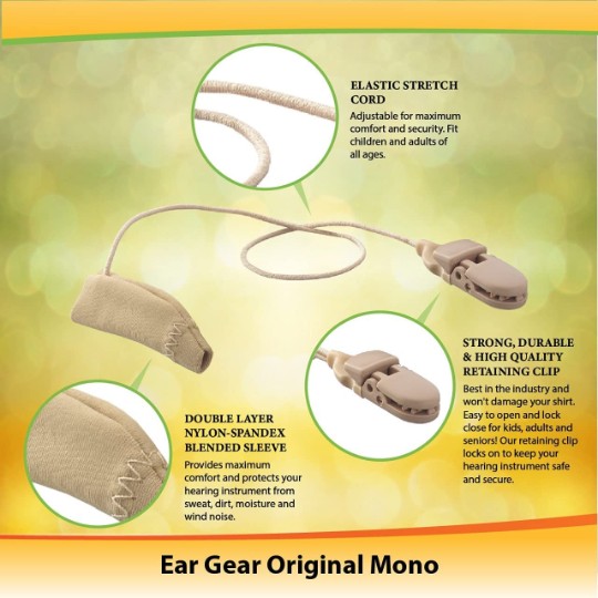 Ear Gear Original Corded (Mono) | 1.25"-2" Hearing Aids  | Grey