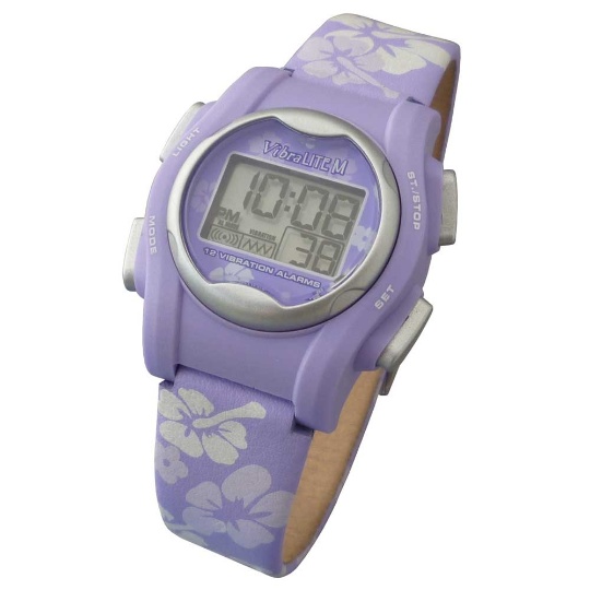 Global VibraLITE MINI Vibrating Watch with Purple Flower Band