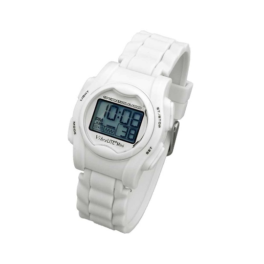 Global VibraLITE MINI Vibrating Watch with White Silicone Band
