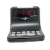 DEAFWORKS Futuristic 2 Dual Alarm Clock with Flashing or Steady Light mode and Dual USB Charging Ports - Black