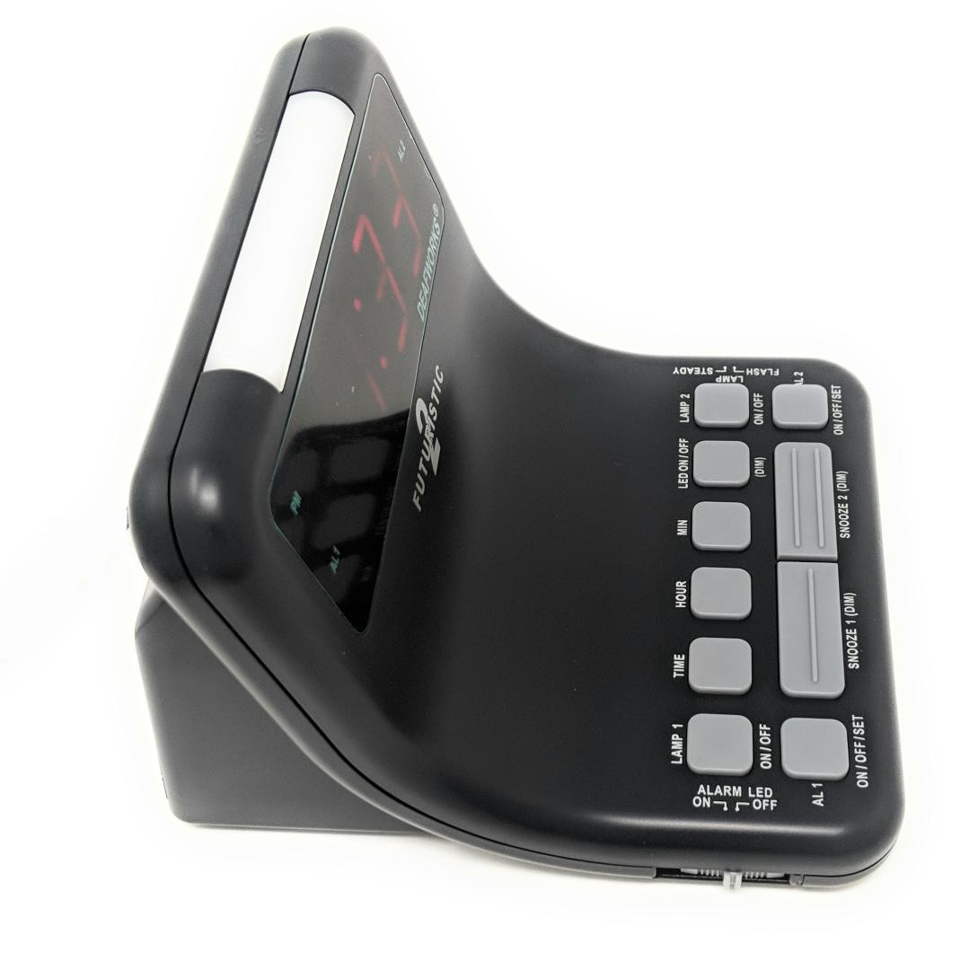 DEAFWORKS Futuristic 2 Deaf Alarm Clock Silent, Flashing Lights