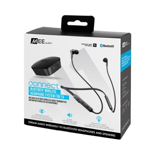 CONNECT Bluetooth Transmitter & Headphone Pkg TV Audio Listening System