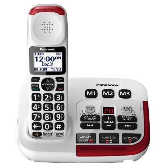 Panasonic KX-TGM420W Amplified Cordless Phone with Answering Machine and (1) Extra Handset