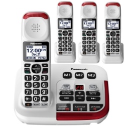 Panasonic KX-TGM420W Amplified Cordless Phone with Answering Machine and (3) Extra Handsets