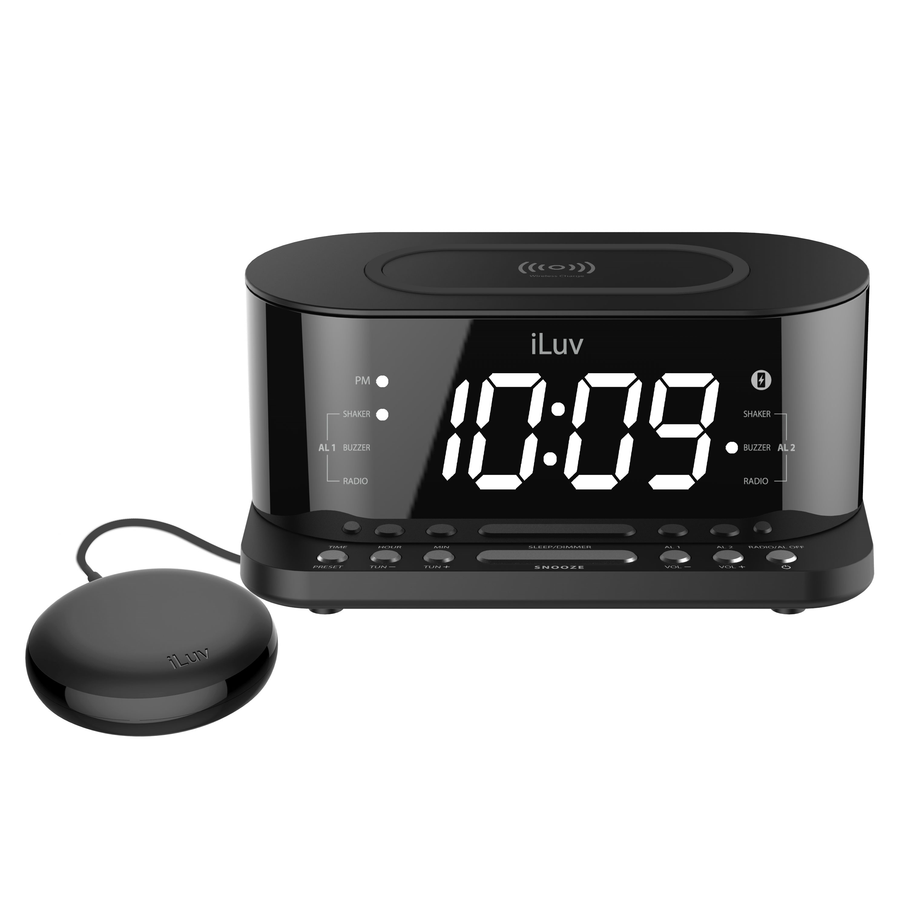 iLuv TimeShaker 5Q Wow Vibrating Alarm Clock Qi Wireless Charger
