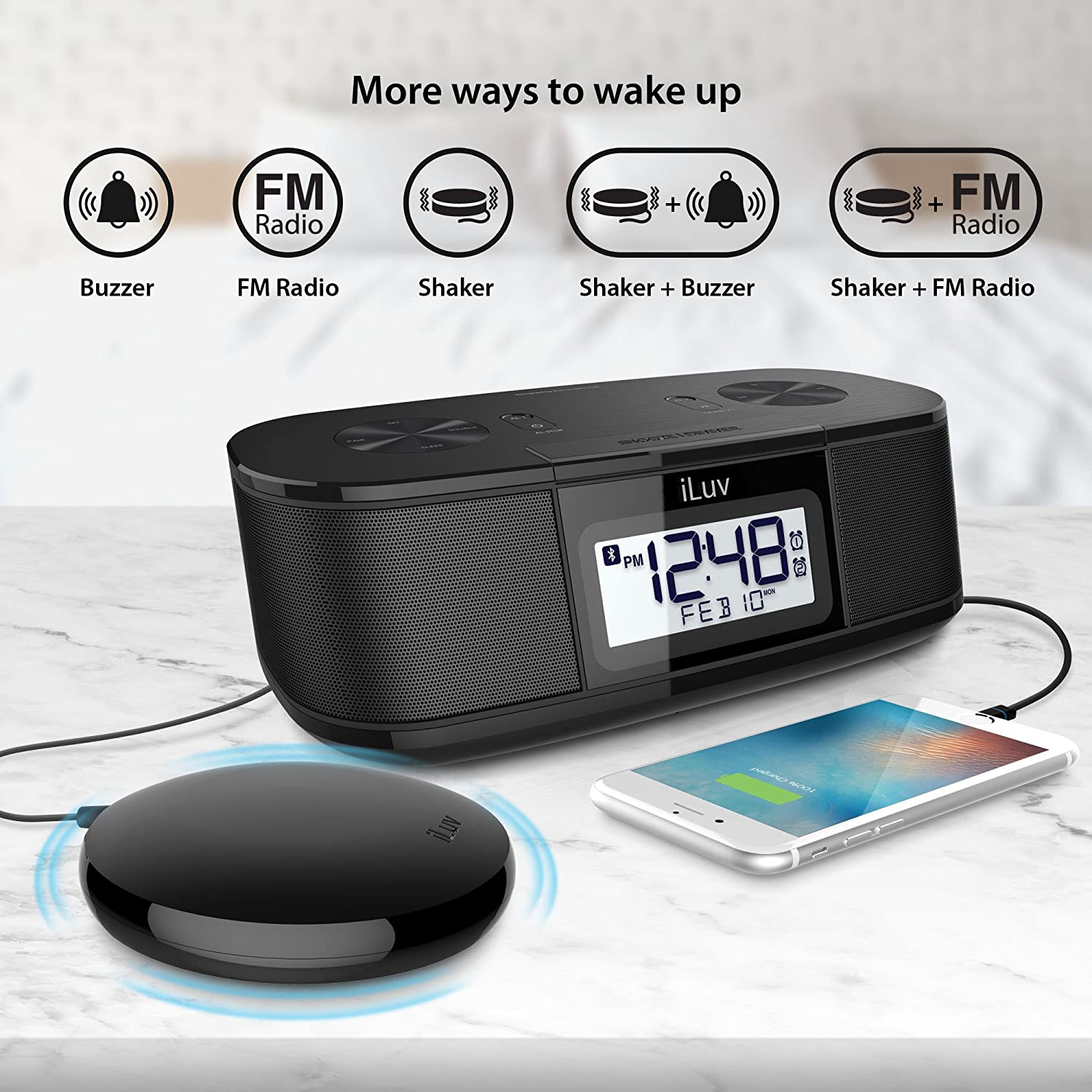 iLuv TimeShaker Super Vibrating Alarm Clock Loud Vibrating Alarm Clocks