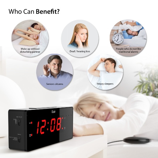 iLuv TimeShaker Wow - Loud Dual Alarm Clock with Super Vibrating Bed Shaker