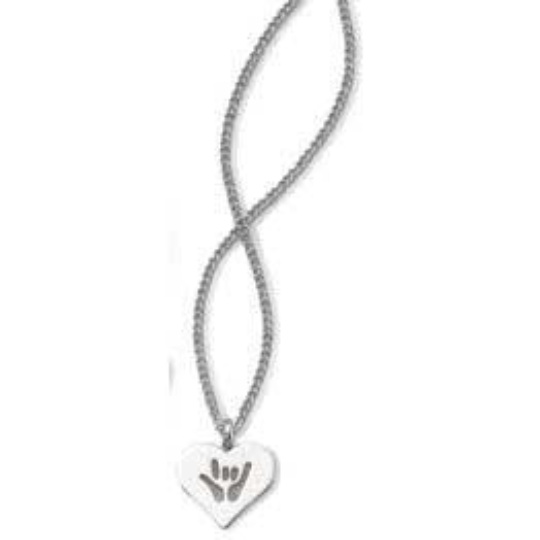 ILY Solid Heart Silver Necklace