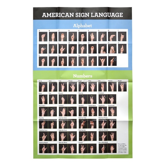 Learn American Sign Language Course with Book, Flashcards, and Poster