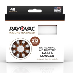 Rayovac Proline Advanced Mercury Free Hearing Aid Batteries 48 / Box Size 312