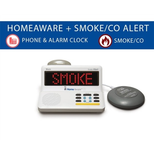 Sonic Alert HomeAware Fire and CO Signaler (with built-in Smoke / CO listener, Phone, and Bed Shaker)