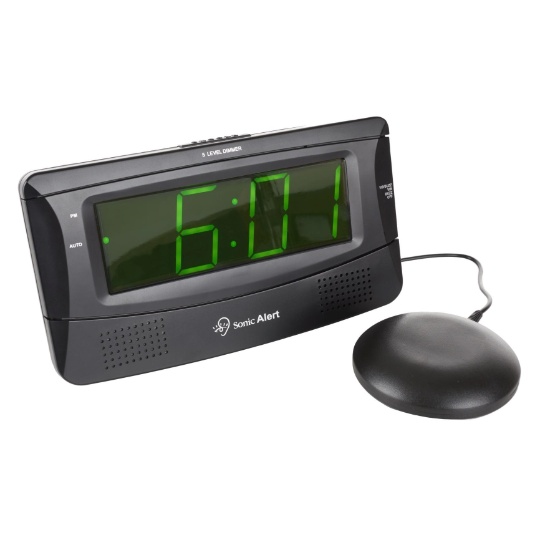 The Sonic Boom Large Number Alarm Clock With Super Shaker SB300SSBLK Black 