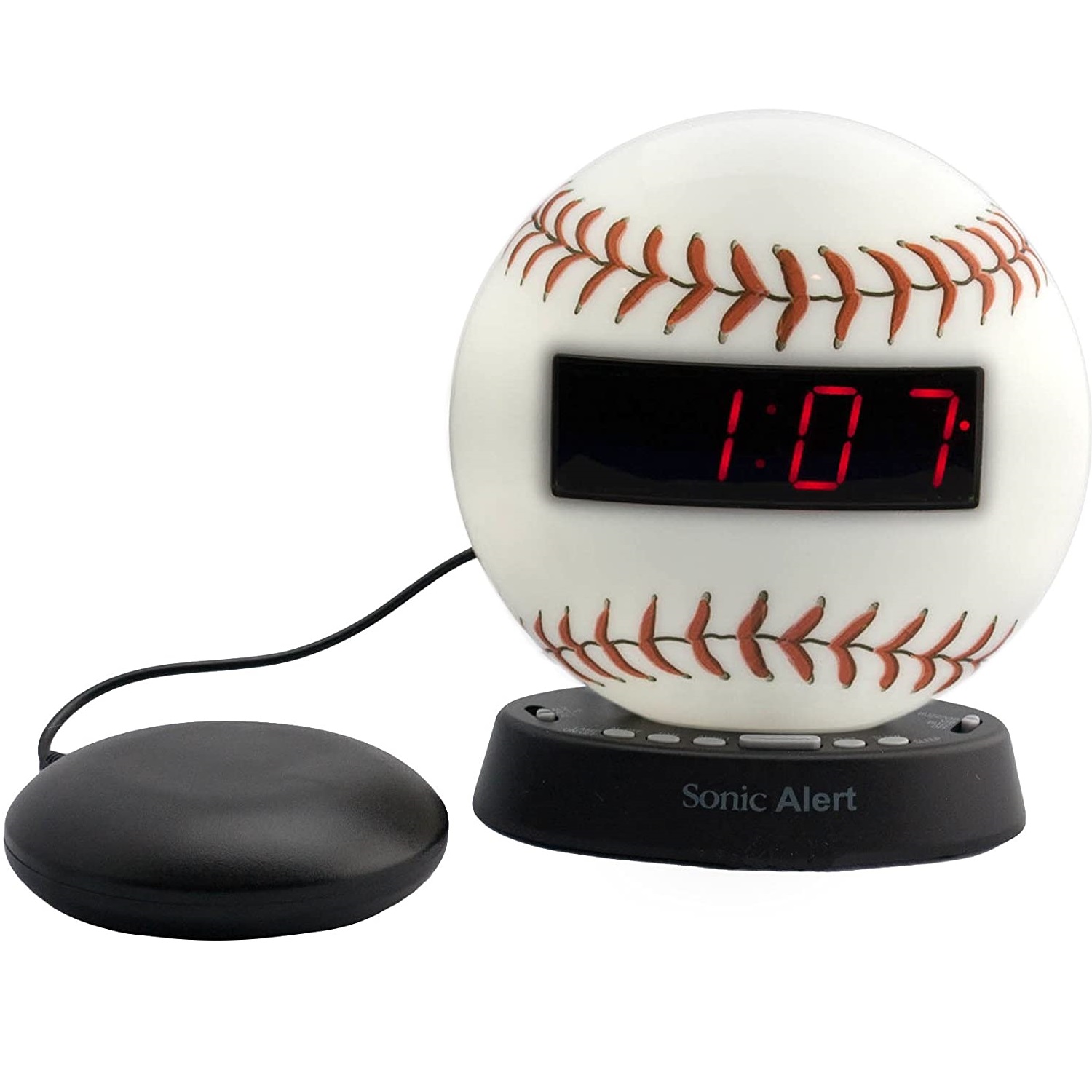 The Sonic Glow BASEBALL Alarm Clock with Recordable Alarm and Sonic