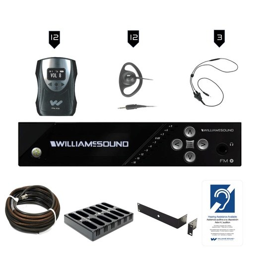 Williams Sound FM 558-12 PRO Dual FM & Wi-Fi Assistive Listening System | 12 Listeners