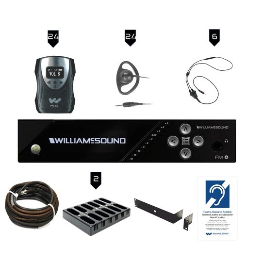 Williams Sound FM 558-24 PRO Dual FM & Wi-Fi Assistive Listening System | 24 Listeners