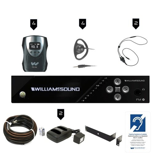 Williams Sound FM 558 PRO Dual FM & Wi-Fi Assistive Listening System | 4 Listeners