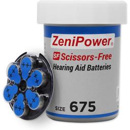 ZeniPower Scissors-Free Hearing Aid Batteries | Size 675 (60 pack)