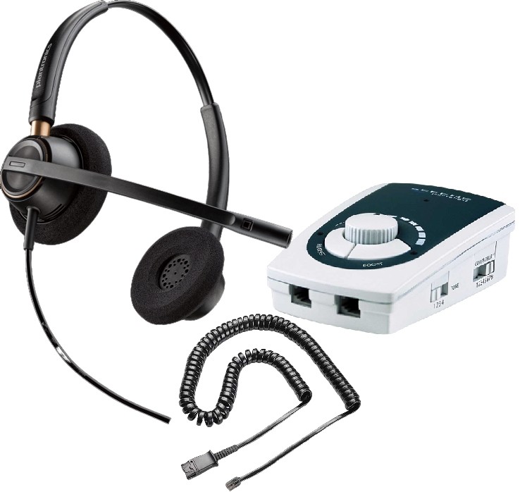 Serene Innovations UA-50 Business Phone Amplifier with Plantronics HW520 Headset