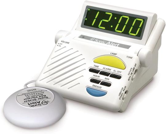 Vibrating Alarms Clock Loud Sonic Boom Bed Shaker Deaf Hearing Impaired Alarm 