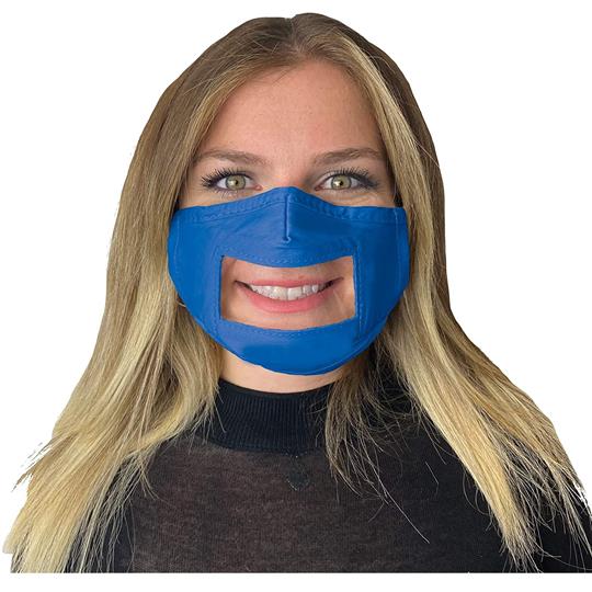 Mist Away Communication Mask with Clear, Anti-fog Window - Blue