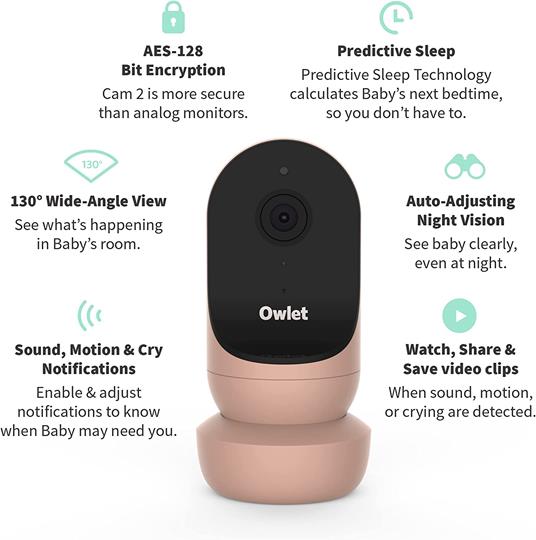 Owlet Cam 2 | Smart HD Video Baby Monitor | Dusty Rose