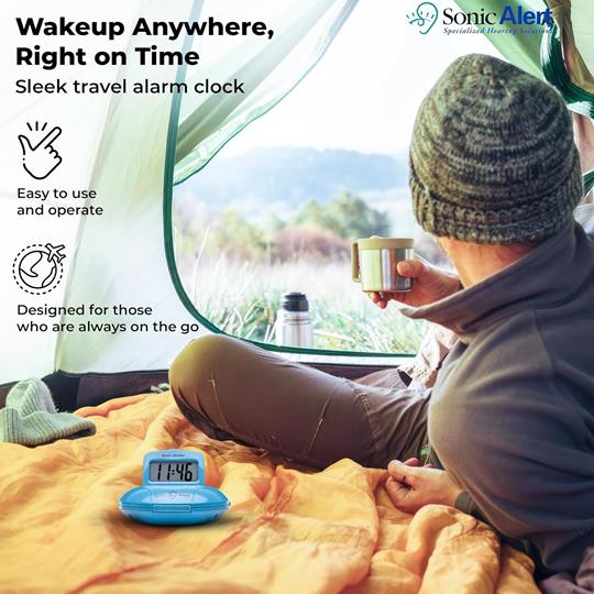 Sonic Alert Sonic Shaker SBP100 Vibrating Travel Alarm Clock | Jade Blue