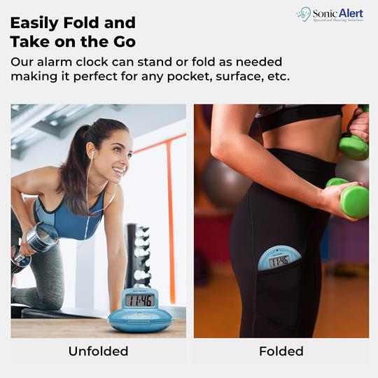 Sonic Alert Sonic Shaker SBP100 Vibrating Travel Alarm Clock | Jade Blue