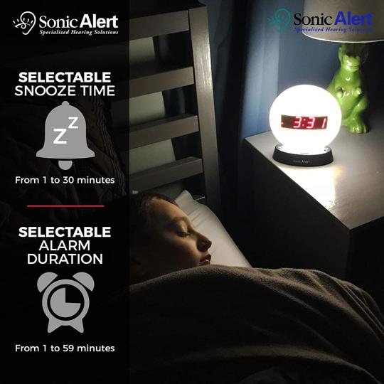 Sonic Glow SBW100BBSS Baseball Alarm Clock with Bed Shaker