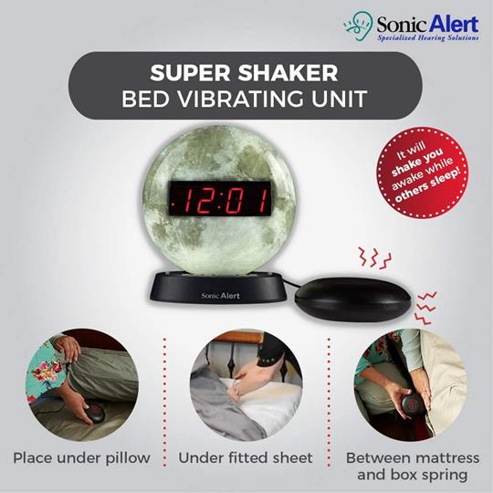 Sonic Glow SBW100MOSS Moonlight Alarm Clock with Bed Shaker