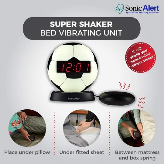 Sonic Glow SBW100SBSS Soccer Ball Alarm Clock with Bed Shaker